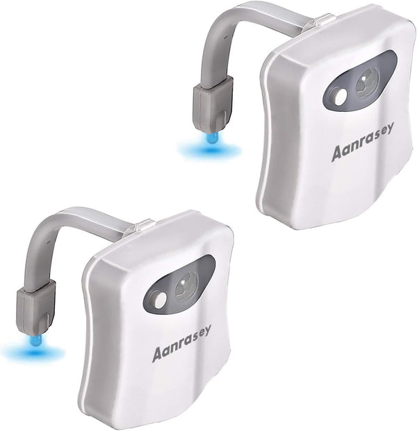 Toilet Night Light. Toilet Bowl Light. Motion Sensor Activated LED Night Light. 8-Color Toilet Light up for Bathroom Decor. Kids Bathroom Set Cool Stuff (2 Pack)